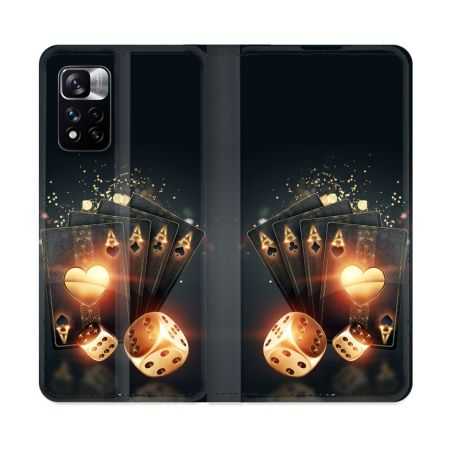 Housse cuir portefeuille Pour Xiaomi Redmi Note 11 Pro / 11 Pro 5G Poker Des