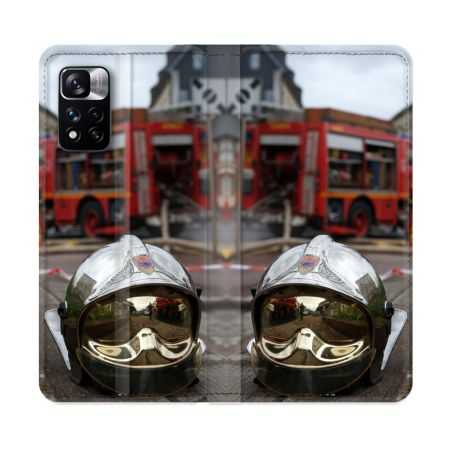 Housse cuir portefeuille Pour Xiaomi Redmi Note 11 Pro / 11 Pro 5G Pompier Casque Camion