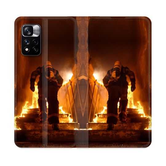 Housse cuir portefeuille Pour Xiaomi Redmi Note 11 Pro / 11 Pro 5G Pompier Escalier