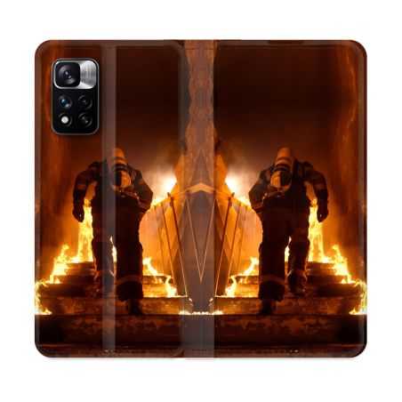 Housse cuir portefeuille Pour Xiaomi Redmi Note 11 Pro / 11 Pro 5G Pompier Escalier