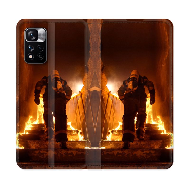 Housse cuir portefeuille Pour Xiaomi Redmi Note 11 Pro / 11 Pro 5G Pompier Escalier