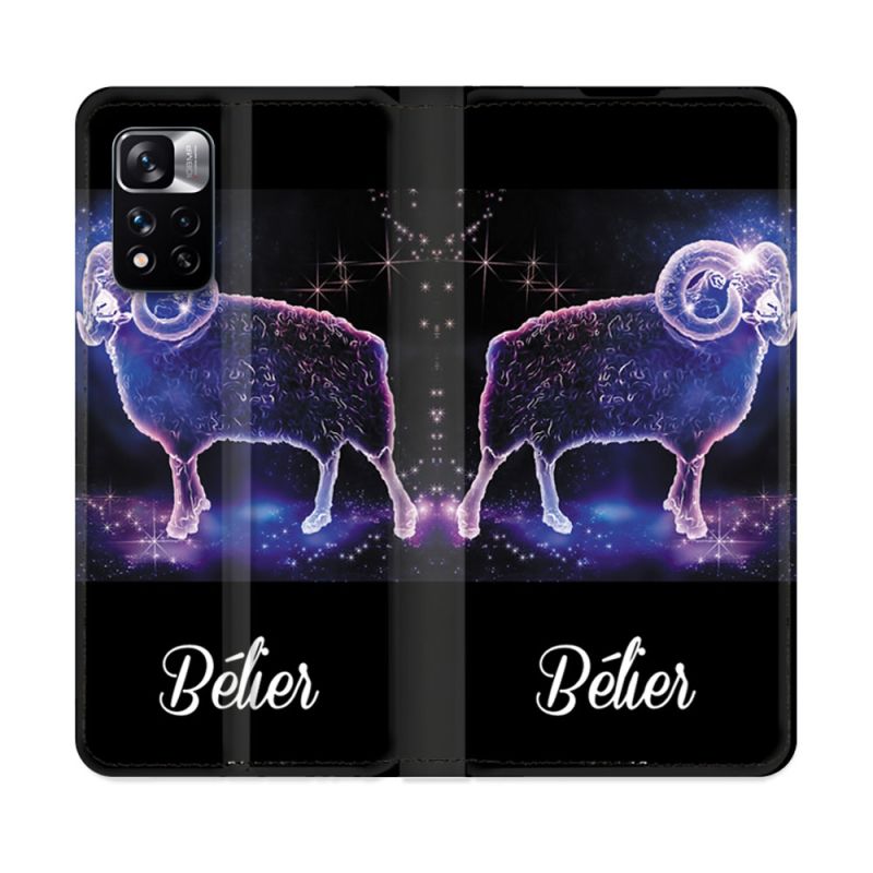 Housse cuir portefeuille Pour Xiaomi Redmi Note 11 Pro / 11 Pro 5G Signe Zodiaque 2 Bélier
