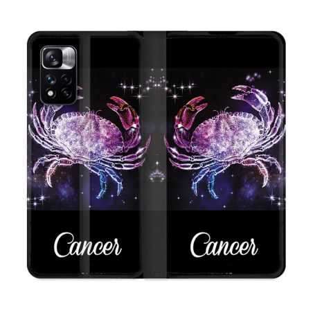 Housse cuir portefeuille Pour Xiaomi Redmi Note 11 Pro / 11 Pro 5G Signe Zodiaque 2 Cancer