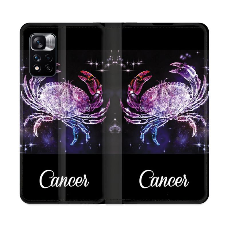 Housse cuir portefeuille Pour Xiaomi Redmi Note 11 Pro / 11 Pro 5G Signe Zodiaque 2 Cancer