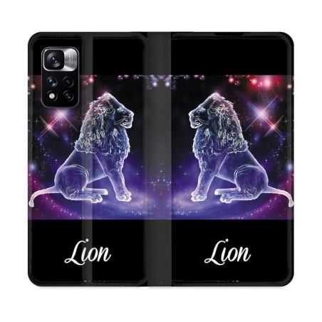 Housse cuir portefeuille Pour Xiaomi Redmi Note 11 Pro / 11 Pro 5G Signe Zodiaque 2 Lion