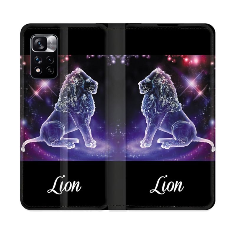 Housse cuir portefeuille Pour Xiaomi Redmi Note 11 Pro / 11 Pro 5G Signe Zodiaque 2 Lion