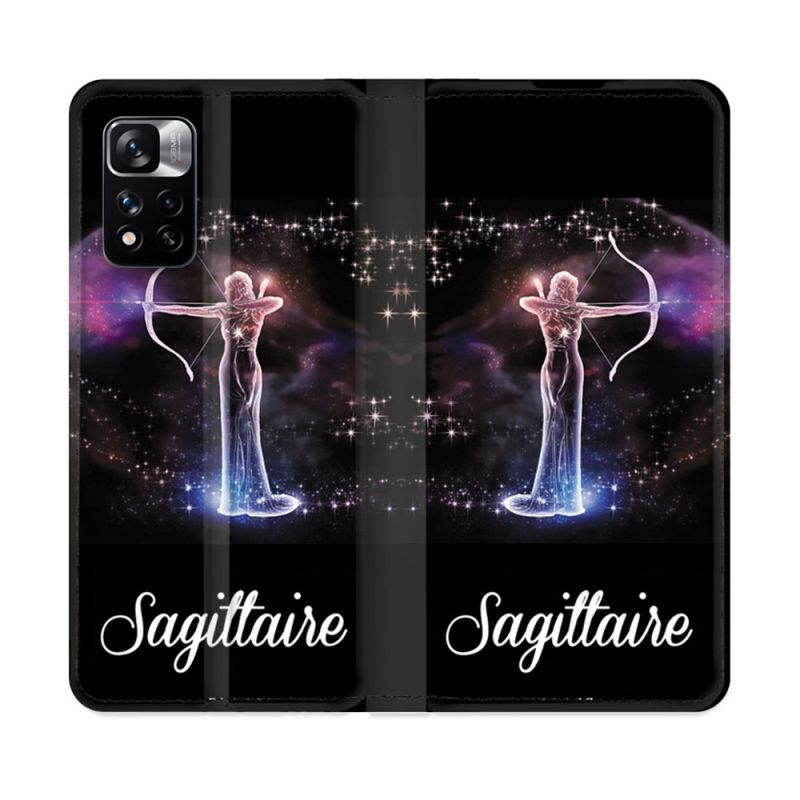 Housse cuir portefeuille Pour Xiaomi Redmi Note 11 Pro / 11 Pro 5G Signe Zodiaque 2 Sagittaire