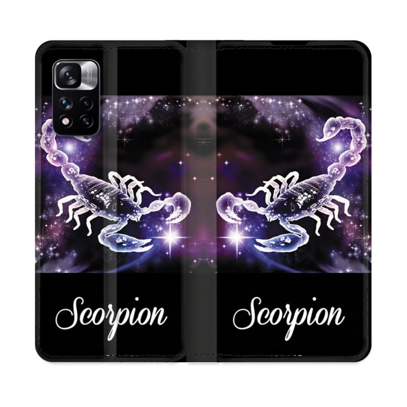 Housse cuir portefeuille Pour Xiaomi Redmi Note 11 Pro / 11 Pro 5G Signe Zodiaque 2 Scorpion