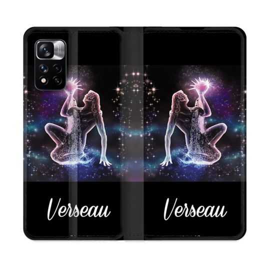 Housse cuir portefeuille Pour Xiaomi Redmi Note 11 Pro / 11 Pro 5G Signe Zodiaque 2 Verseau