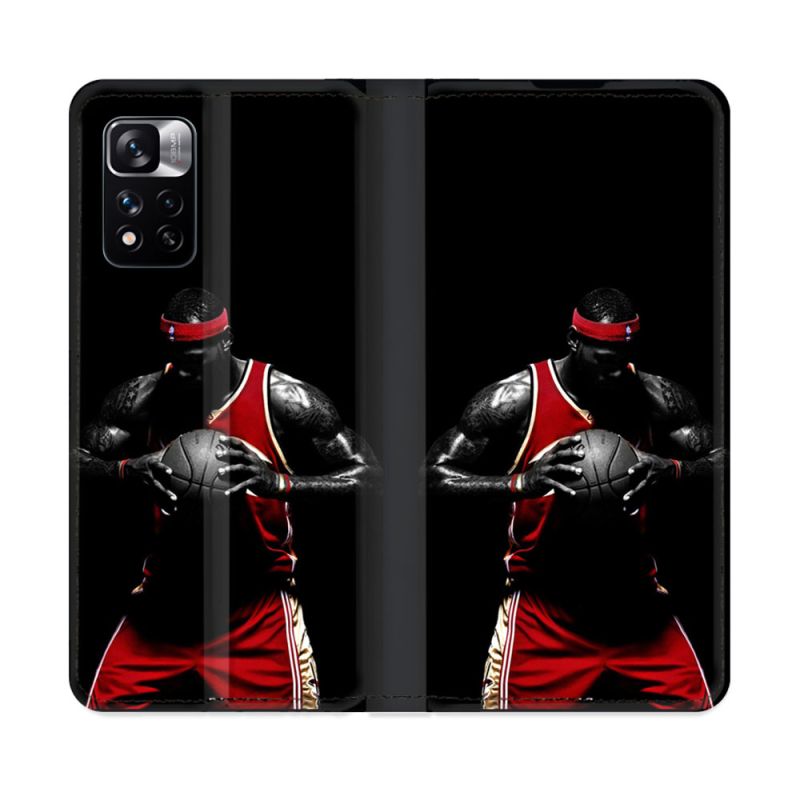 Housse cuir portefeuille Pour Xiaomi Redmi Note 11 Pro / 11 Pro 5G Sport Basketeur