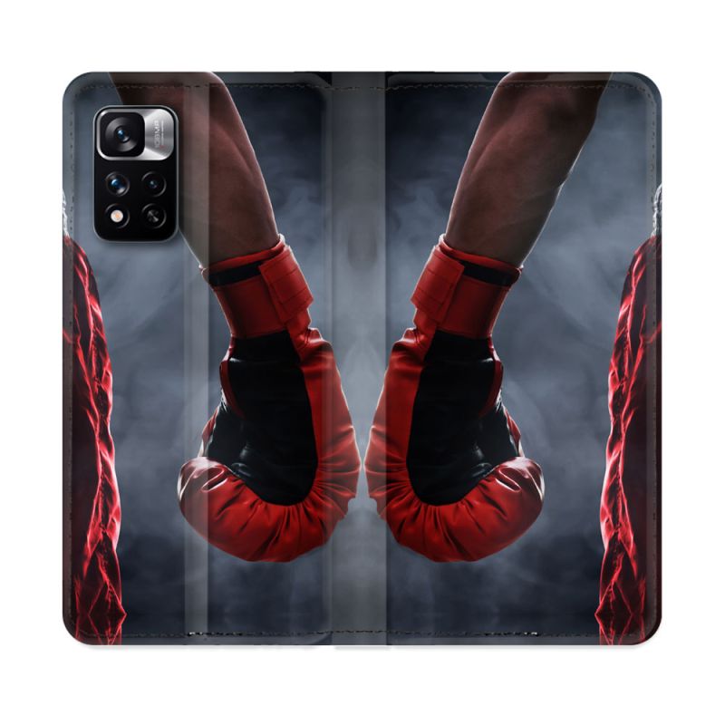 Housse cuir portefeuille Pour Xiaomi Redmi Note 11 Pro / 11 Pro 5G Sport Boxe Gant Rouge