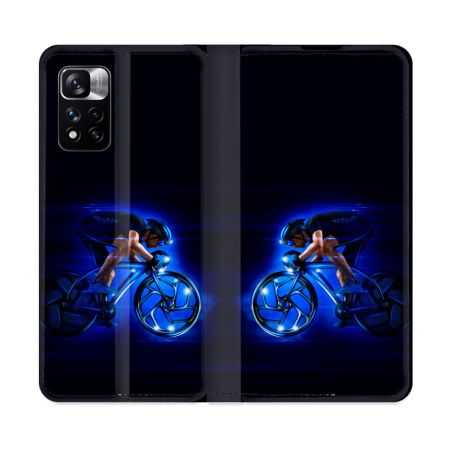 Housse cuir portefeuille Pour Xiaomi Redmi Note 11 Pro / 11 Pro 5G Sport Cyclisme Bleu