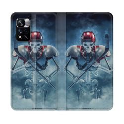 Housse cuir portefeuille Pour Xiaomi Redmi Note 11 Pro / 11 Pro 5G Sport Hockey Squelette
