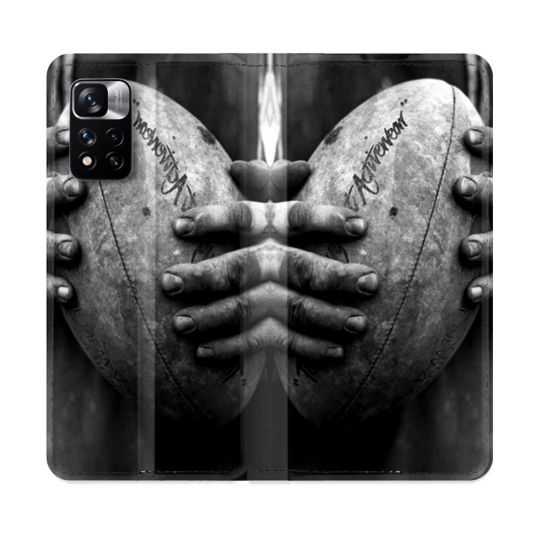 Housse cuir portefeuille Pour Xiaomi Redmi Note 11 Pro / 11 Pro 5G Sport Rugby Ballon Vintage