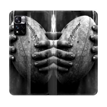 Housse cuir portefeuille Pour Xiaomi Redmi Note 11 Pro / 11 Pro 5G Sport Rugby Ballon Vintage
