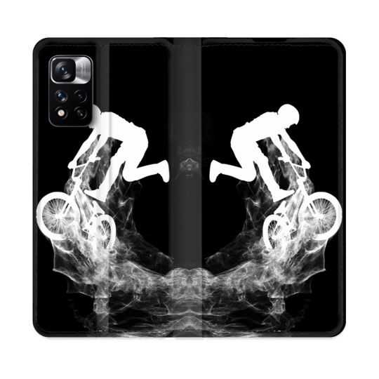 Housse cuir portefeuille Pour Xiaomi Redmi Note 11 Pro / 11 Pro 5G Sport VTT Noir