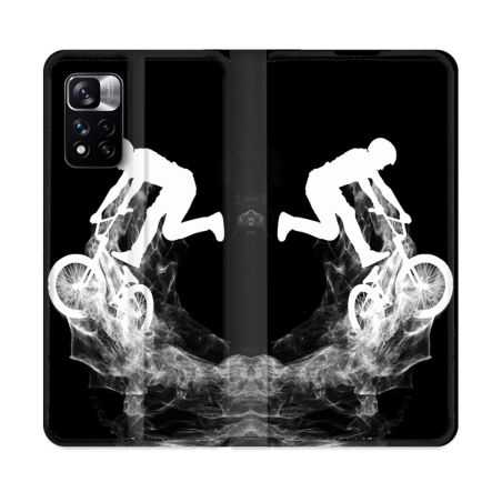Housse cuir portefeuille Pour Xiaomi Redmi Note 11 Pro / 11 Pro 5G Sport VTT Noir
