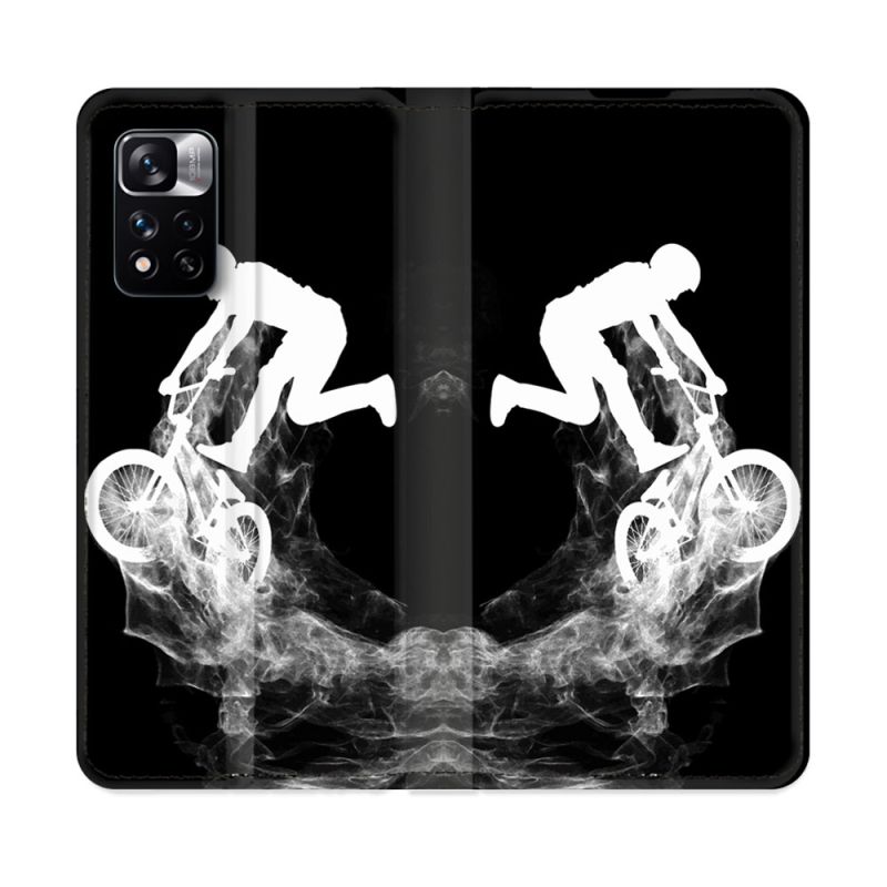 Housse cuir portefeuille Pour Xiaomi Redmi Note 11 Pro / 11 Pro 5G Sport VTT Noir