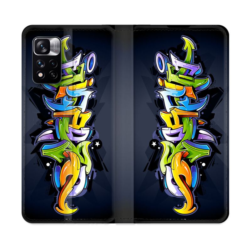 Housse cuir portefeuille Pour Xiaomi Redmi Note 11 Pro / 11 Pro 5G Street Art Graffiti