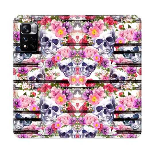 Housse cuir portefeuille Pour Xiaomi Redmi Note 11 Pro / 11 Pro 5G Tete de Mort Pattern