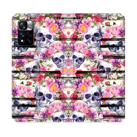 Housse cuir portefeuille Pour Xiaomi Redmi Note 11 Pro / 11 Pro 5G Tete de Mort Pattern