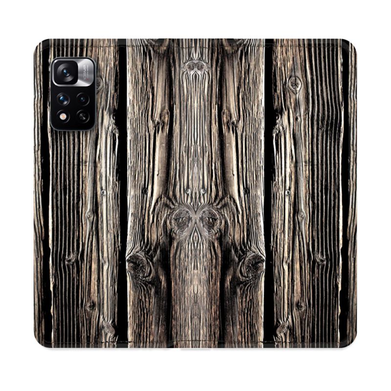 Housse cuir portefeuille Pour Xiaomi Redmi Note 11 Pro / 11 Pro 5G Texture Bois