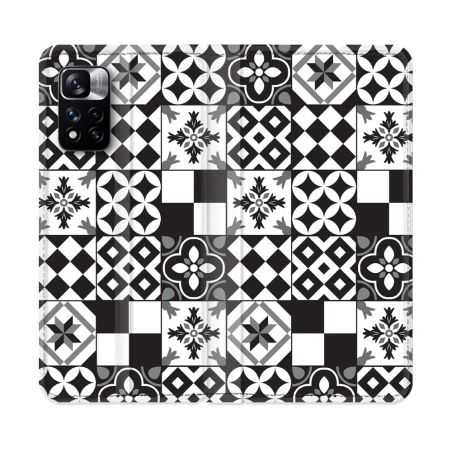 Housse cuir portefeuille Pour Xiaomi Redmi Note 11 Pro / 11 Pro 5G Texture Carreau Ciment Noir