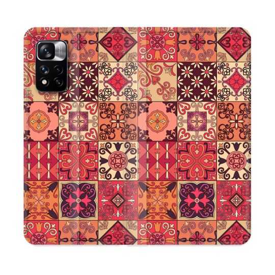 Housse cuir portefeuille Pour Xiaomi Redmi Note 11 Pro / 11 Pro 5G Texture Carreau Ciment Rouge