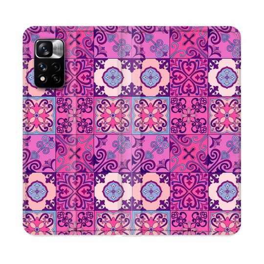 Housse cuir portefeuille Pour Xiaomi Redmi Note 11 Pro / 11 Pro 5G Texture Carreau Ciment Violet