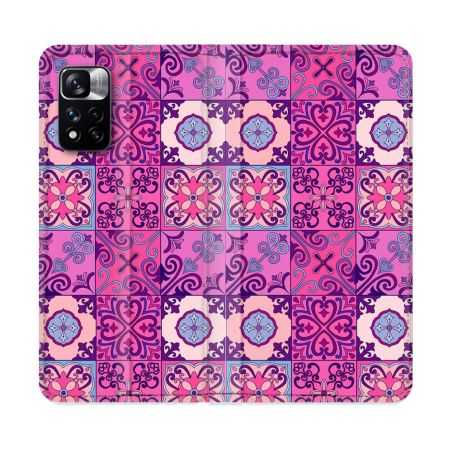 Housse cuir portefeuille Pour Xiaomi Redmi Note 11 Pro / 11 Pro 5G Texture Carreau Ciment Violet