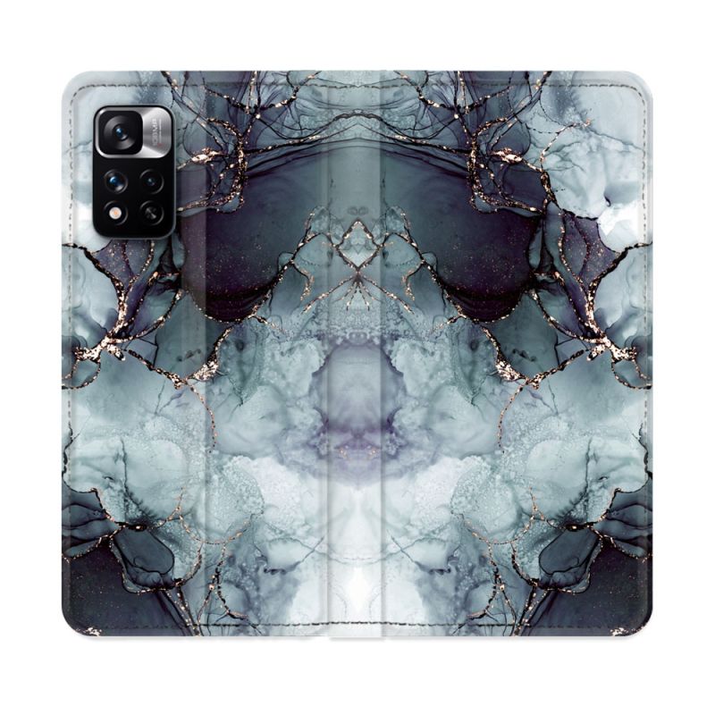 Housse cuir portefeuille Pour Xiaomi Redmi Note 11 Pro / 11 Pro 5G Texture Marbre Gris