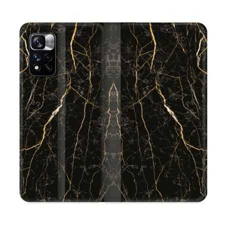 Housse cuir portefeuille Pour Xiaomi Redmi Note 11 Pro / 11 Pro 5G Texture Marbre Noir