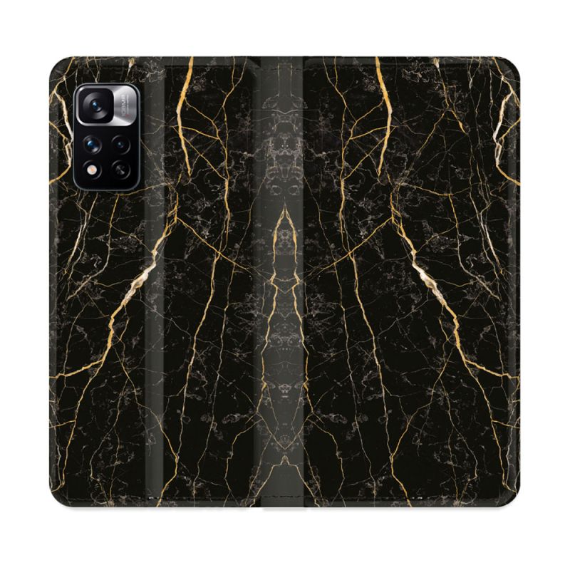 Housse cuir portefeuille Pour Xiaomi Redmi Note 11 Pro / 11 Pro 5G Texture Marbre Noir
