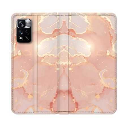 Housse cuir portefeuille Pour Xiaomi Redmi Note 11 Pro / 11 Pro 5G Texture Marbre Rose