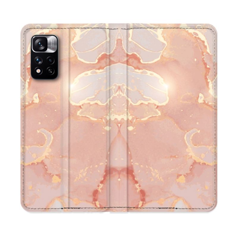 Housse cuir portefeuille Pour Xiaomi Redmi Note 11 Pro / 11 Pro 5G Texture Marbre Rose