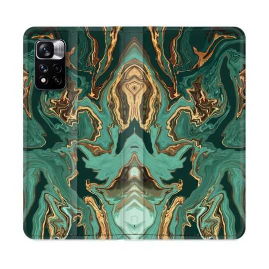 Housse cuir portefeuille Pour Xiaomi Redmi Note 11 Pro / 11 Pro 5G Texture Marbre Vert