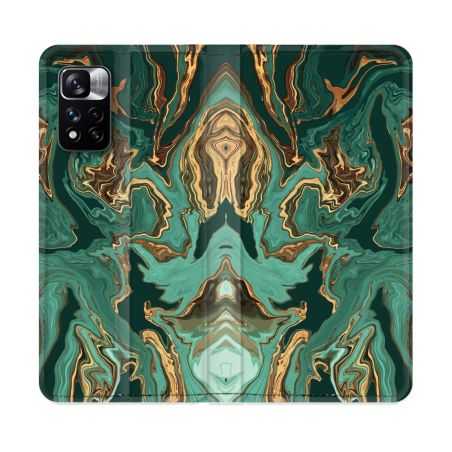 Housse cuir portefeuille Pour Xiaomi Redmi Note 11 Pro / 11 Pro 5G Texture Marbre Vert