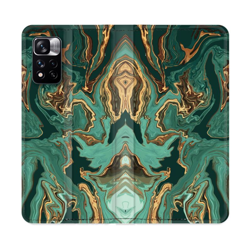 Housse cuir portefeuille Pour Xiaomi Redmi Note 11 Pro / 11 Pro 5G Texture Marbre Vert