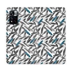 Housse cuir portefeuille Pour Xiaomi Redmi Note 11 Pro / 11 Pro 5G Texture Plume Canard