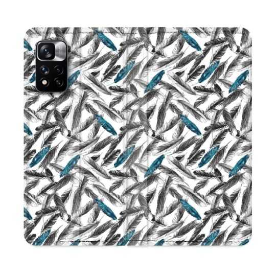 Housse cuir portefeuille Pour Xiaomi Redmi Note 11 Pro / 11 Pro 5G Texture Plume Canard