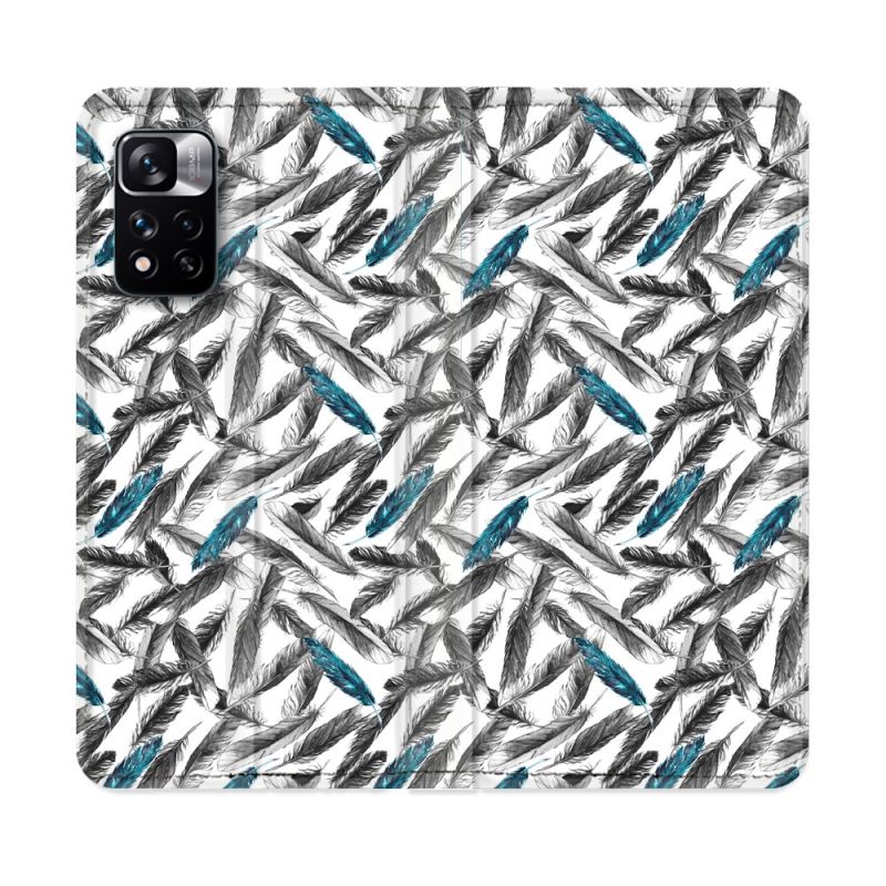 Housse cuir portefeuille Pour Xiaomi Redmi Note 11 Pro / 11 Pro 5G Texture Plume Canard