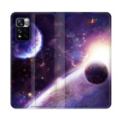Housse cuir portefeuille Pour Xiaomi Redmi Note 11 Pro / 11 Pro 5G Univers Planete Stellaire