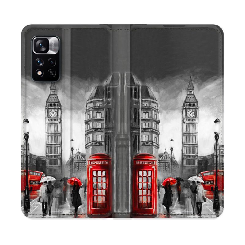 Housse cuir portefeuille Pour Xiaomi Redmi Note 11 Pro / 11 Pro 5G Voyage Angleterre Londres Vintage