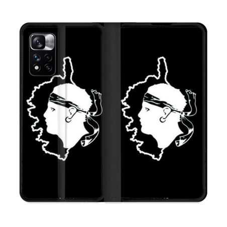 Housse cuir portefeuille Pour Xiaomi Redmi Note 11 Pro / 11 Pro 5G Voyage Corse Noir
