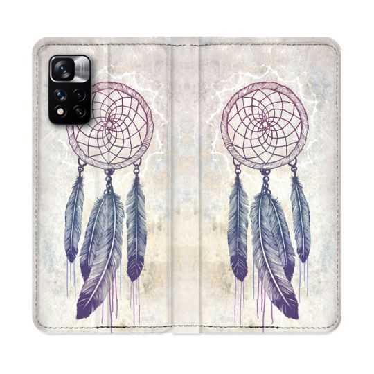 Housse cuir portefeuille Pour Xiaomi Redmi Note 11 Pro / 11 Pro 5G Zen Attrape Reve Blanc