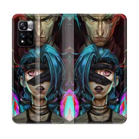 Housse cuir portefeuille Pour Xiaomi Redmi Note 11 Pro / 11 Pro 5G Arcane Jynx Bleu