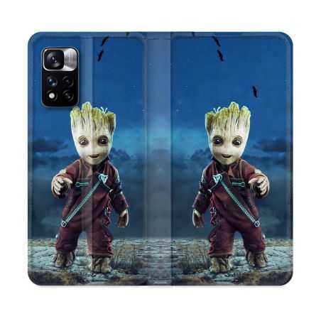 Housse cuir portefeuille Pour Xiaomi Redmi Note 11 Pro / 11 Pro 5G Groot Bleu