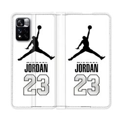 Housse cuir portefeuille Pour Xiaomi Redmi Note 11 Pro / 11 Pro 5G Jordan 23 Blanc