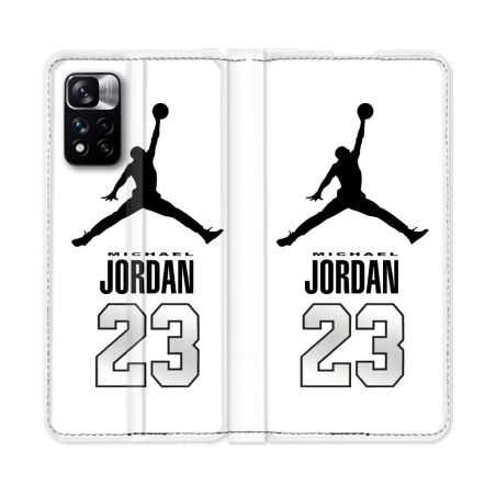 Housse cuir portefeuille Pour Xiaomi Redmi Note 11 Pro / 11 Pro 5G Jordan 23 Blanc