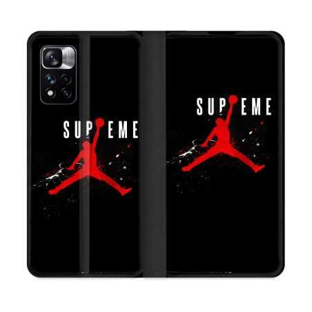 Housse cuir portefeuille Pour Xiaomi Redmi Note 11 Pro / 11 Pro 5G Jordan Supreme Noir